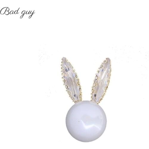 Bad Guy Golden and silver Cute Bunny Zircon Brooch Pin for Womens Vitage Metal Animal Weddings Party Office Brooch Pins Gifts