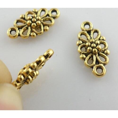 Wholesale 90pcs Tibetan Silver Flower Connectors Charms Pendants 8x16mm Jewelry Findings