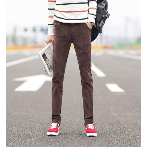 Casual Long Pants Middle-aged Loose Elastic Corduroy Trousers for Male Clothing 2020 New Arrivals Mens Pants Large Size 38 40