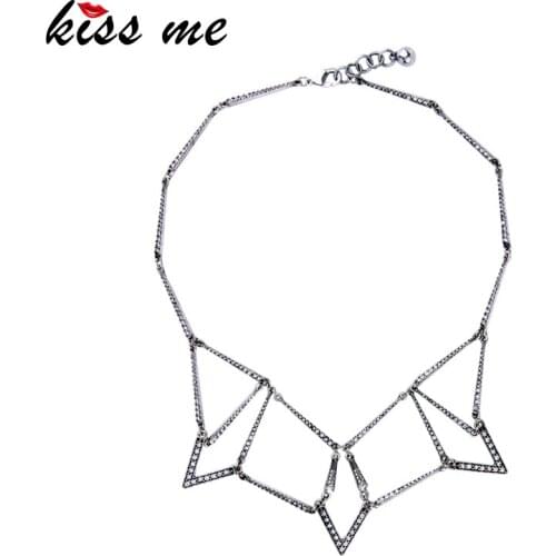 KISS ME Simple Geometric Triangle Crystal Necklaces for Party Exquisite Wedding Necklaces & Pendants Brand Jewelry