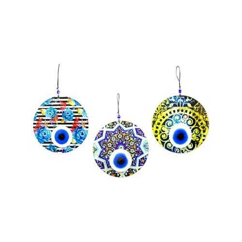 Handmade Fusion Patterned Glass Amulet Evil eye bead Pendulum Door Wall Ornament Gift Accessory Glass 12 Cm / 16 Cm