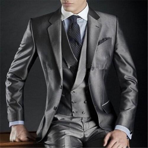 Tailed Made Grey Wedding Suit Casual Stylish Latest Pant Design Prom Tuxedo Groom Masculino Trajes De Hombre Fashion Blazer