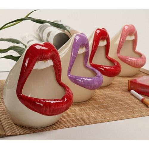 Cute Cartoon Ashtray Lips Ceramic Ashtray Creative Flower Pot Trendy Mouth Fashion Home Mini Send Boyfriend Gift