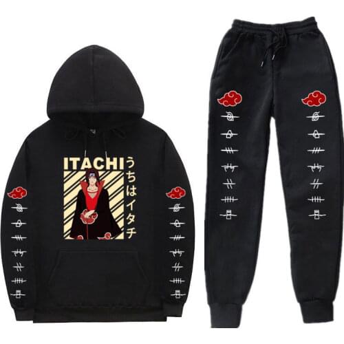Men Women Sports Casual Sets New Mens Hoodies + Pants Two-Piece Suit Tracksuit Fashion Sets Male Naruto print Hoodie suit