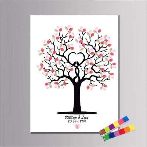 Custom Wedding Guest Book For Fingerprint Sign Wedding Decoration Fingerprint Tree Wedding Gifts For Guests With Inkpads