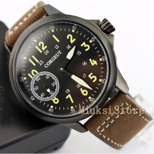 Corguet 45mm luminous mens watch hand-winding 6497 mechanical watch fashion business waterproof watch