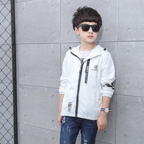 Boys Windbreaker Soft Simple Breathable Comfortable Hooded 2021 Fashion Spring Autumn Bomber Jacket