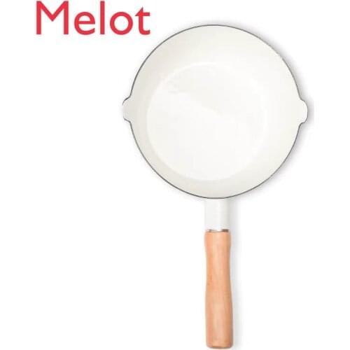 Japanese Style Home Instant Noodles Pot Enamel Soup Pot Single Handle Enamel Pot Complementary Food Hot Milk Pan Free shipping