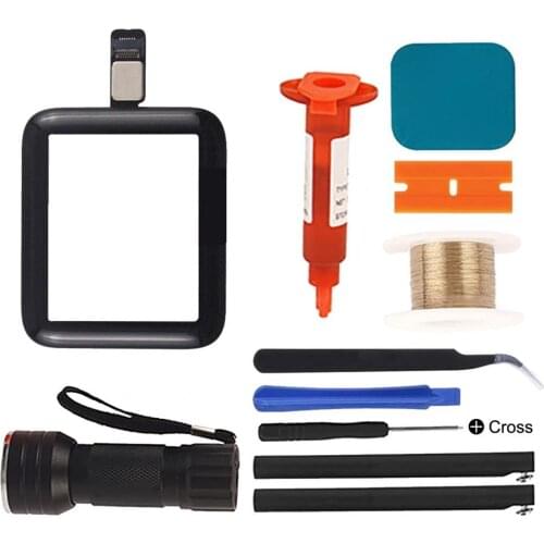 Front Touch Screen Glass CoverLCD Outer Panel Cover Replacement UV Glue Screen Repair Kit for Apple Watch 2/3 Watch 2/3/4/5/6/se