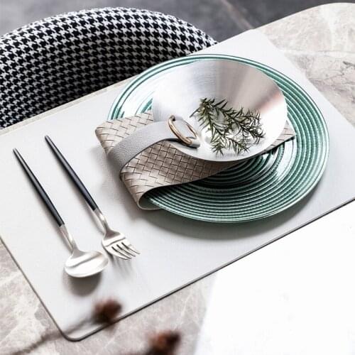 Green Modern Minimalist Model Room Villa Club Tableware Dinner Plate Placemat Set Western Table Decorations Ornaments