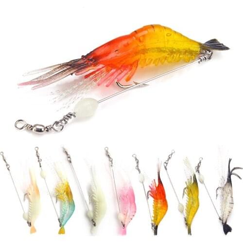 1 Pcs 8cm 5g Quality Luminous Soft Fishing Lure Fake Shrimp Floating Shaped Lure Hook Bait Bionic Artificial Shrimp with Hook