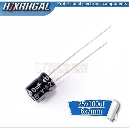 1PCS Higt quality 25V100UF 6*7mm 100UF 6.3*7 25V Electrolytic capacitor hjxrhgal