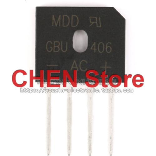 10pcs GBU406 4A/600V flat bridge rectifier bridge stack glass passivation rectifier