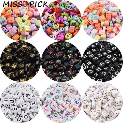 100pcs 9*8mm Acrylic Beads Square Flat Colorful Letter Alphabet Loose Spacer Beads for Jewelry Making DIY Bracelet Accessories