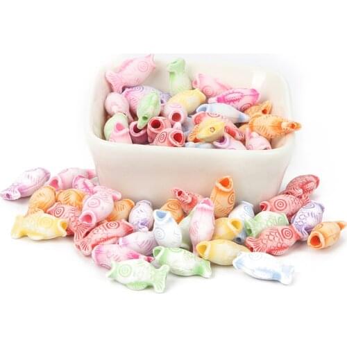 100Pcs Mixed Fish Acrylic Beads 17x9mm Jewellery Marking Loose Spacer Beads Bracelet Necklace For Charm Jewelry Finding