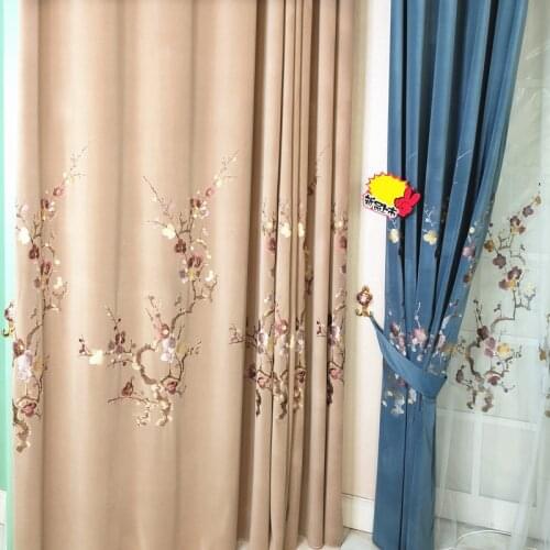 2021 New Chinese Flannel Embroidered Curtains for Living Room and Bedroom Curtains Finished Custom-made Waxberry Curtains