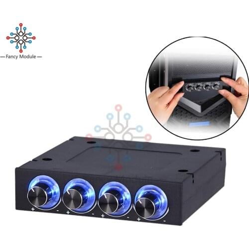 Diymore 4 Channel Turn Knob Multi-Fan Cooling Controller Front Panel -3.5" 4 Pin Connector CPU HDD Temp PC Fan Speed Controller