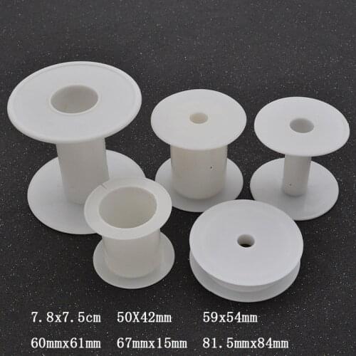 10 Pcs / Lot White Empty Bobbin Round Hard Plastic Wire Spools Ends for ribbon