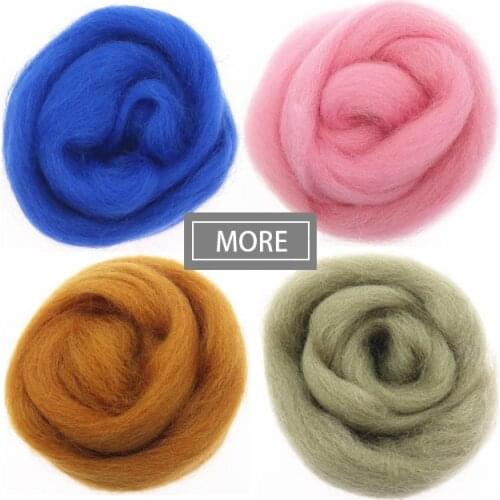 50/100g/bag Soft Felting Wool Tops Roving Wool Fibre for DIY Needle Felting & Wet Felting Doll Needlework Spinning