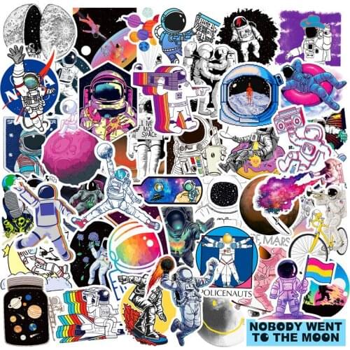 50 PCS Galaxy Space Planetary Astronaut Stickers For Suitcase Guitar Laptop Computer Bicycle Motorcycle Toys Pegatinas F4