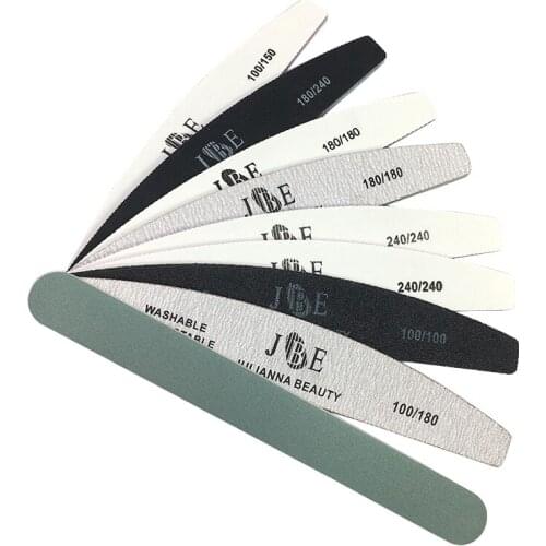 9Pcs Professional Nail File 100 150 180 240 Grit Unhas De Gel Nail Files Sandpaper Moon Style Acrylic Nail File Art Tools