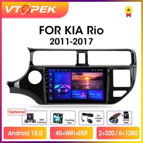Vtopek 9" DSP RDS 2din Android 10.0 Car Radio Multimidia Video Player GPS Navigation For KIA RIO K3 PRIDE 2011-2017 Head Unit