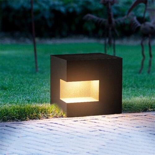 BEIAIDI Outdoor Waterproof Garden Villa Courtyard Pathway Aluminum Pillar Lights Landscape Post Lawn Lamp Outdoor Bollard Light