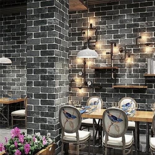 Beibehang Retro nostalgic brick wallpaper 3D imitation bricks clothing hair salon barber shop blue brick antique brick wallpaper