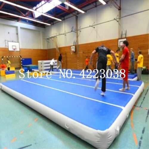 Free Shipping 8*2*0.2m Inflatable Gymnastics Mat Air Track Floor Water Pump Blue Easy Carry Gym Beach For Sale