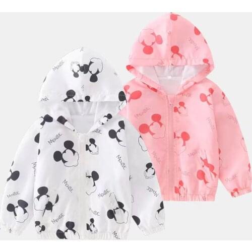 Boys Coat Cartoon Mickey Mouse Print Hoodies Baby Sweatshirts Kids Zipper Girls Jackets Spring Autumn Children Clothing 1-5 Year