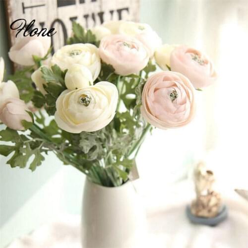 Flone Silk High Quality Tea Rose Flower Branch Fake Flowers Green Plants Roses For Wedding Home Garden Decoration Accessories
