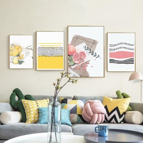 Nordic Fruits and color block Canvas Painting Posters and Print Minimalist geometric Wall Art Pictures For Living Room Bedroom