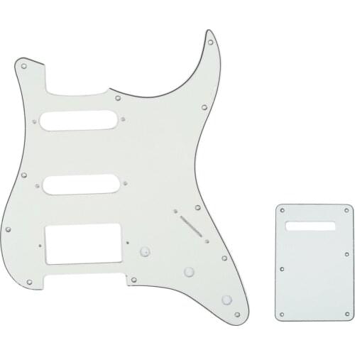 Musiclily SSH 11 Hole Strat Guitar Pickguard and BackPlate Set for Fender USA/Mexican Standard Strat Style, 3Ply Parchment