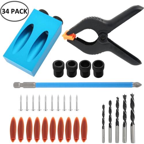 Oblique Hole Locator Drill Bits 15 Degree Angle Locator Bits Hole Jig Clamp Kit for Woodworking Hand Tools