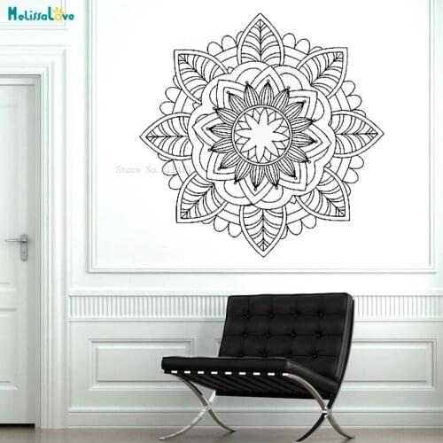 Pretty Mandala Flower Wall Sticker Spiritual Buddhism Home Decoration Self-adhesive Geometric Decal Mandala Art Murals YT1437