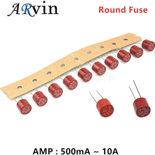 Round Fuse Slow Blow T500mA T1A 2A 2.5A T3.15A 4A 5A 6.3A 8A 10A 250V 382 Plastic T2A LCD TV Power Board Commonly Water Purifier