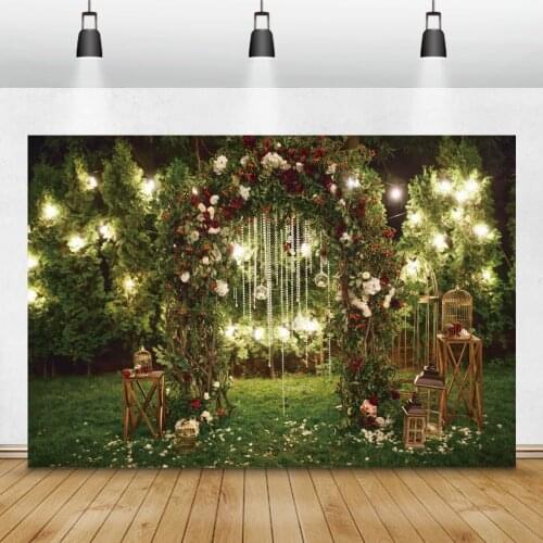 Laeacco Wedding Backdrops Forest Trees Flowers Frame Pergola Photography Backgrounds Baby Birthday Photozone Newborn Photocall