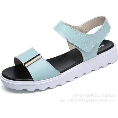 Summer Flat Sandals Women Simple Bright Color Buckle Studded Beach Shoes Plus Size shoes woman
