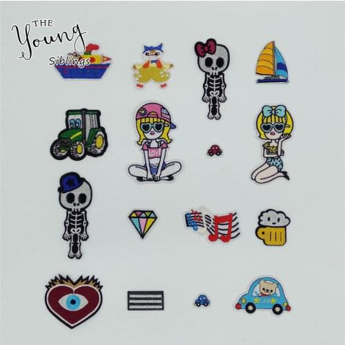 Hot sale Cartoon Hot melt adhesive Applique Embroidery Iron on patch Badges DIY Sewing Clothing Accessories Supplies C6436-C6451