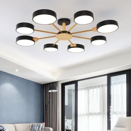 Ring led chandelier nordic design led modern wood chandelier White Black Gray Wooden Lampshades Kids room Ceiling Chandelier