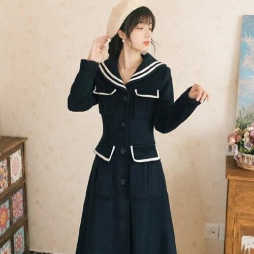 2020 Fashion Autumn And Winter The New Hit Color Waist Woolen Windbreaker Free Shipping