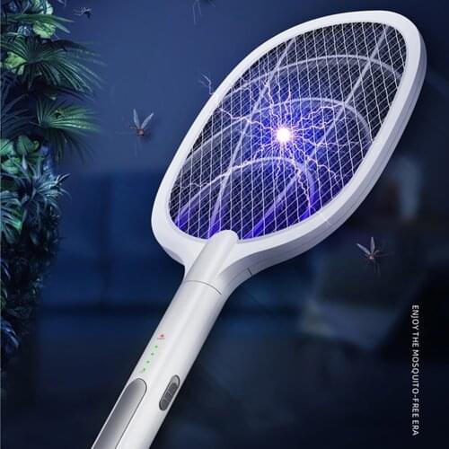 Mosquito Swatter USB Rechargeable Electric Bug Zapper Fly Swatter Tennis Bat Handheld Racket For Summer Indoor Outdoor Home 2021