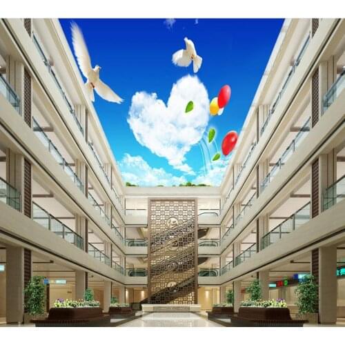 Ceiling murals wallpaper 3d wallpaper living room Ceiling clouds dove love balloon Home Decoration
