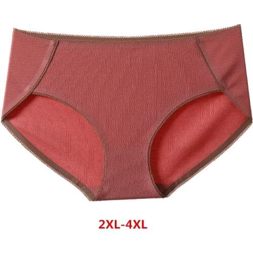 Underwear women High-end panties women mulberry silk antibacterial ladies briefs cotton large size breathable majtki damskie 4XL
