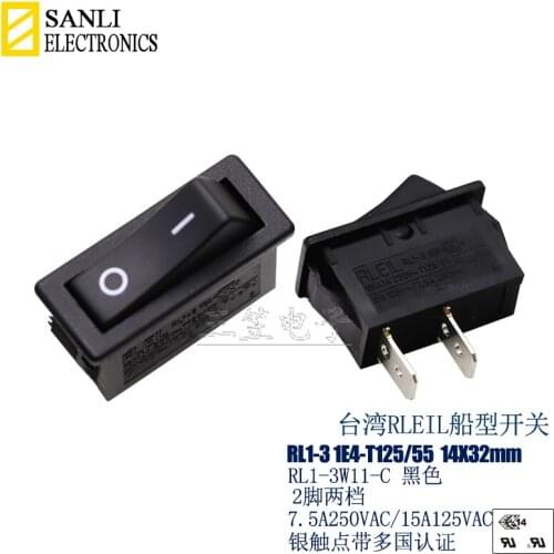Original new 100% RL1-3W11-C water heater rocker switch 2pin 2 gear 14x32 16A