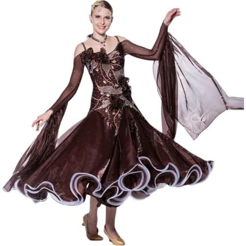 B-14123 National standard modern competition dress new adult long plus size ballroom waltz dance dress for sale