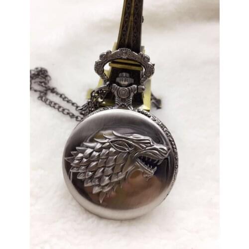 Necklace Gray Tone Honorable Quartz Pocket Watch