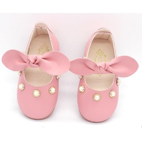 COZULMA Toddler Party Anti-slip Bowtie Casual Shoes Baby Shoes Baby Girl Princess Pearl Shoes Enfants Size 15-25