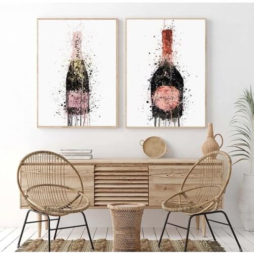 Home Decor Prints Painting Nordic Style Champagne Graffiti Pictures Wall Art Modular Canvas Poster For Bedside Background