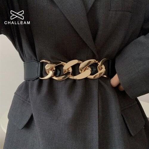 Women Belt Fashion Luxury Female Gold Silver Chain Elastic Belts Dress Accessories Ladies Stretch Waist Strap Waistband x258